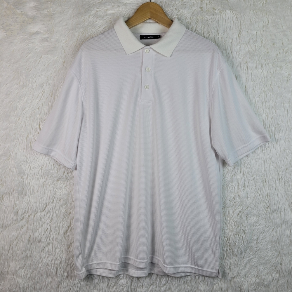 Bugatchi Mens XL WhiteSoft Ottoman Rib Knit Polo‎ Preppy Yacht Quiet Luxury